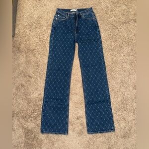& Other Stories Blue Diamond Pattern Straight Leg Jeans